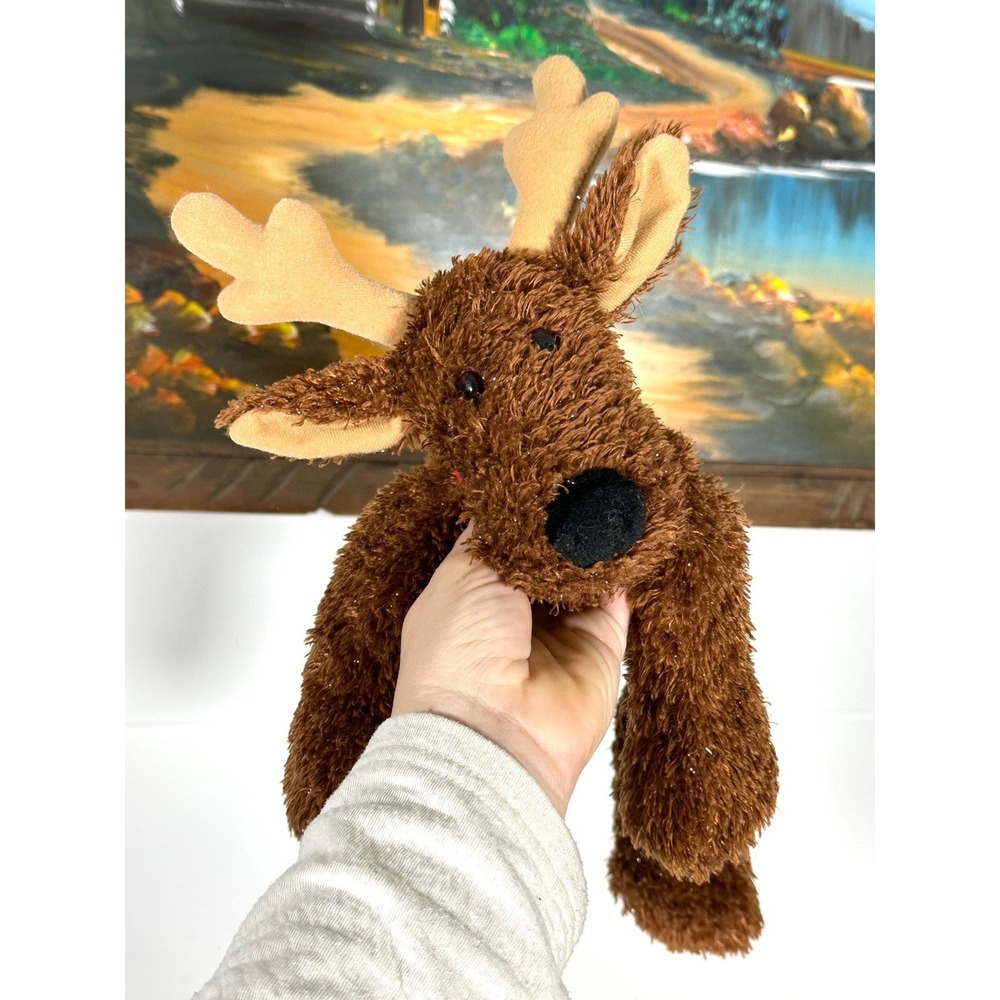 Sparkle Hallmark Rodney Reindeer Christmas pellet‎ plush bell 9" toy stuffed